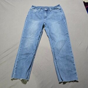 Soft Surroundings Jeans Womens 6‎ Blue Raw Hem Straight Leg Stretch Denim